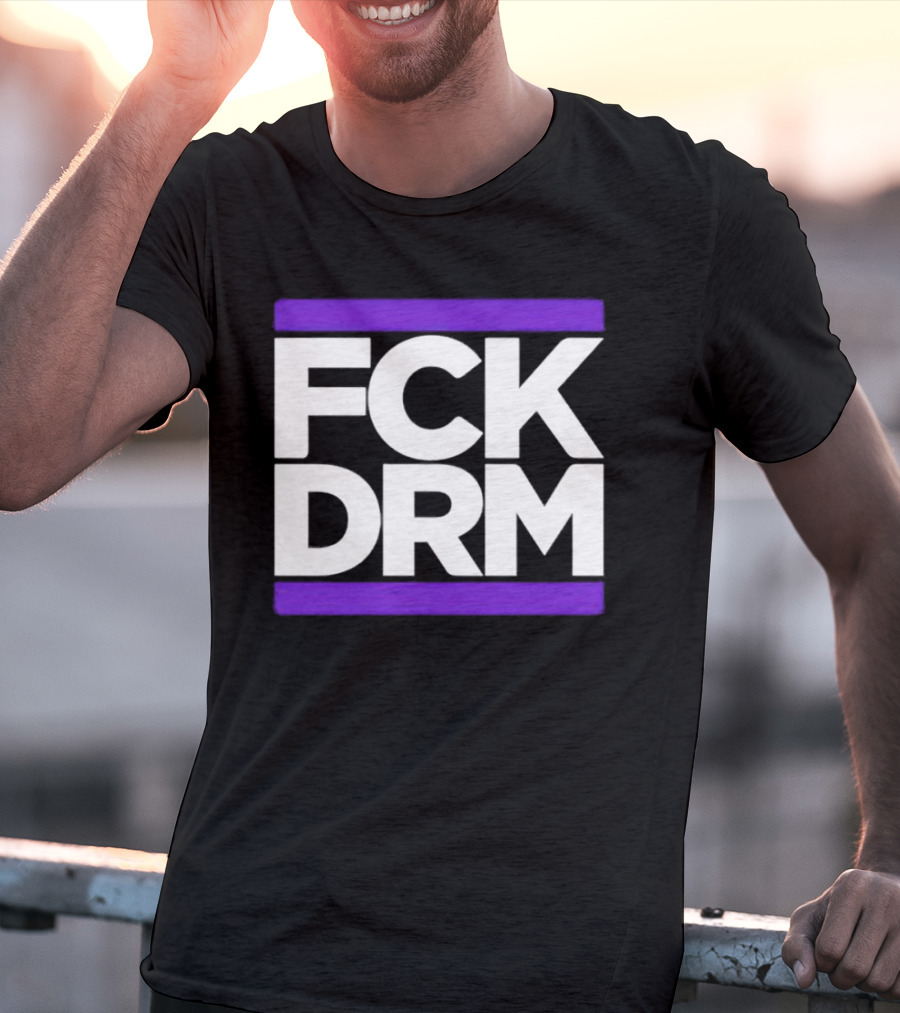 FCK DRM White Text On Purple T-Shirt