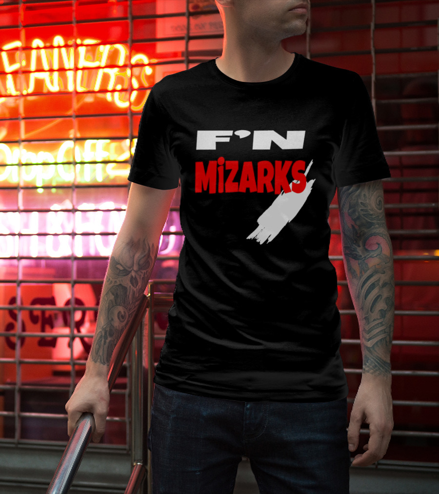 F'N Mizarks Bold Red And White Text With Brushstroke T-Shirt