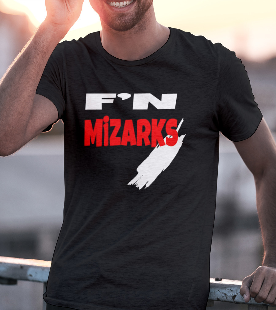 F'N Mizarks Bold Red And White Text With Brushstroke T-Shirt