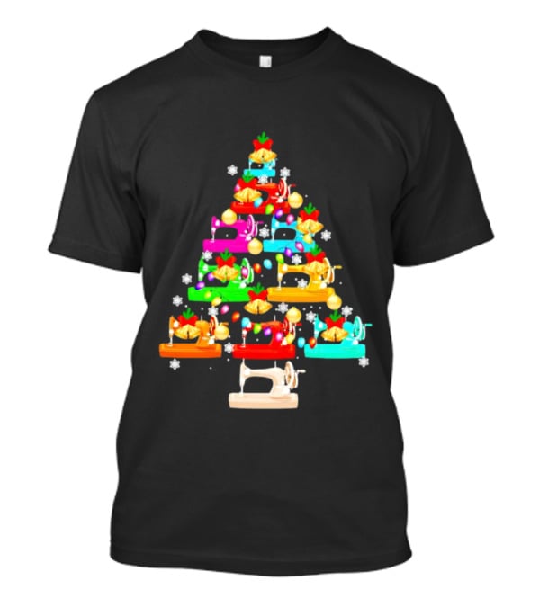 Quilt Sewing Lover Christmas Tree Sewing Machine Festive T-Shirt