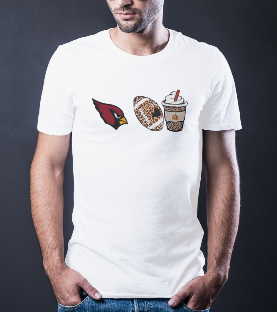 Arizona Cardinals Leopard Print Football Pumpkin Latte T-Shirt