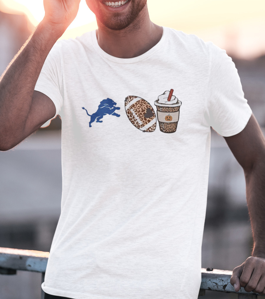 Detroit Lions Leopard Football Pumpkin Spice Fall Season T-Shirt