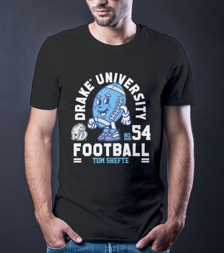 Drake University Football No 54 Tom Shefte T-Shirt