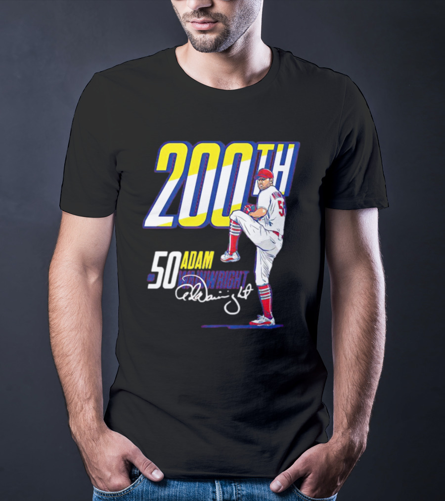 200th Win Adam Wainwright 50 Signature Baseball Player T-Shirt