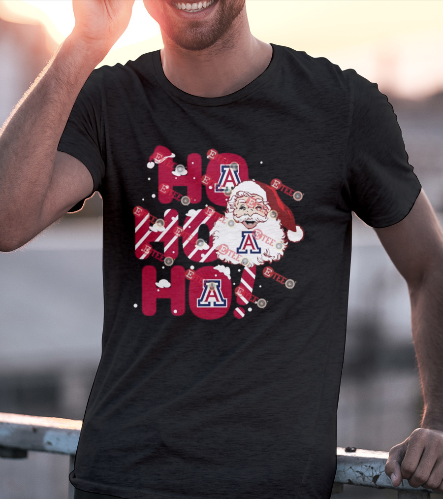 Arizona Wildcats Santa Claus Ho Ho Ho Christmas Holiday Spirit T-Shirt