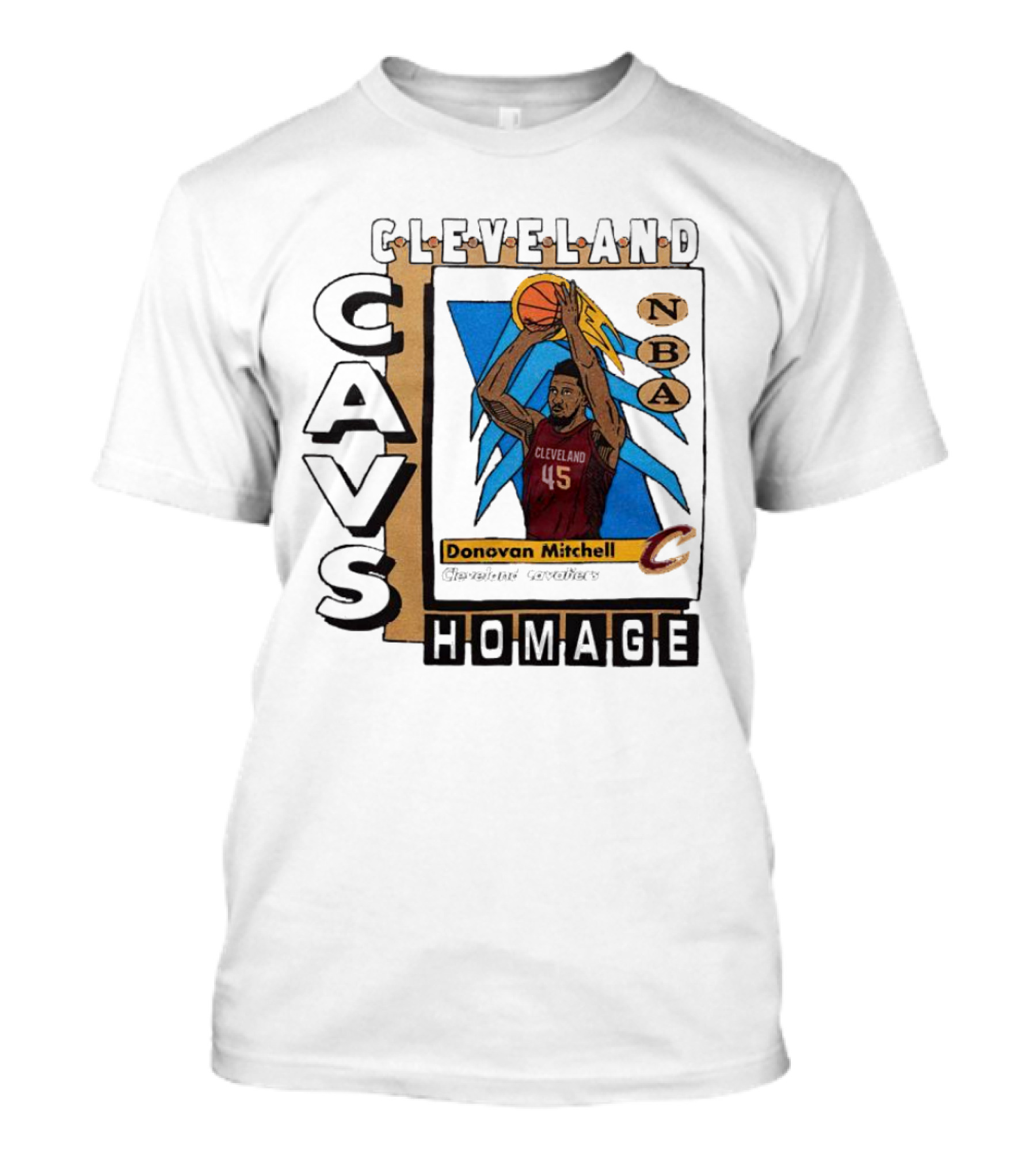 Cleveland Cavs Donovan Mitchell NBA Homage Trading Card T-Shirt