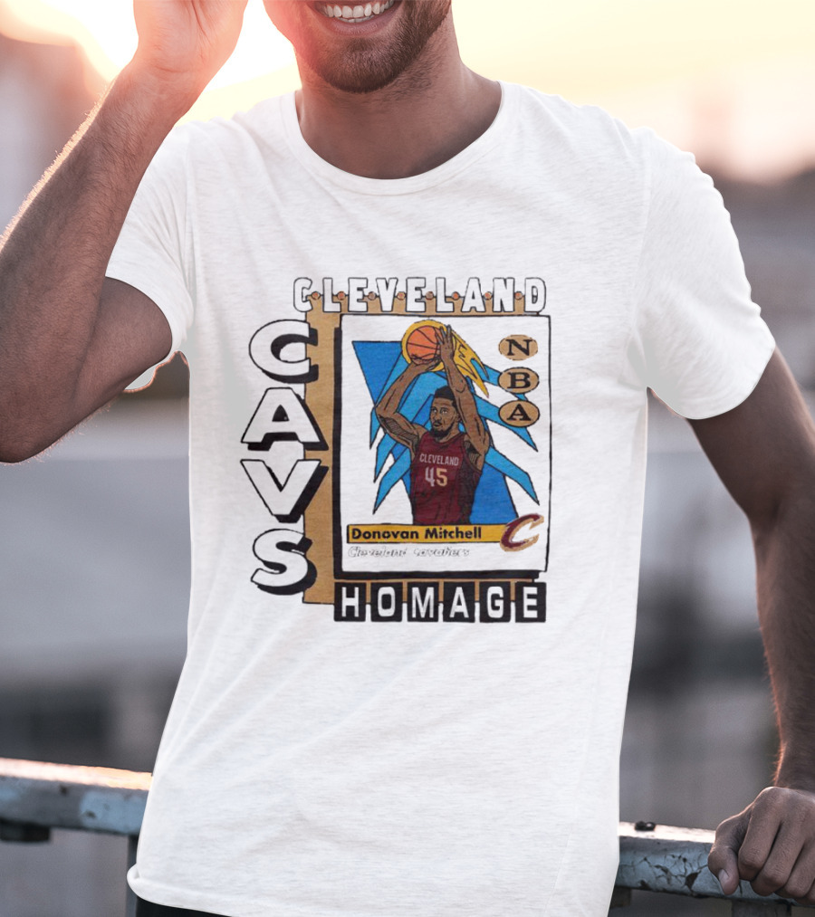 Cleveland Cavs Donovan Mitchell NBA Homage Trading Card T-Shirt