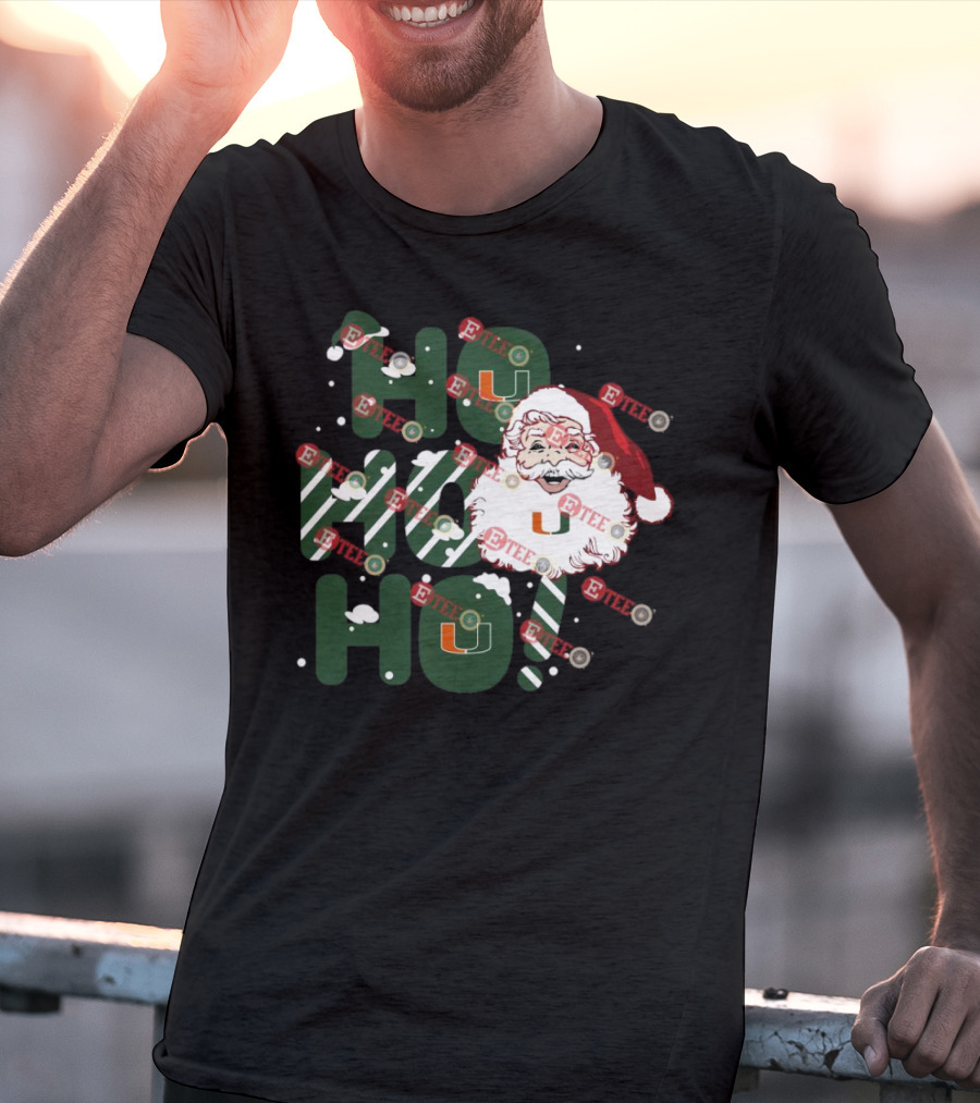 Ho Ho Ho Miami Hurricanes Santa Claus Christmas T-Shirt