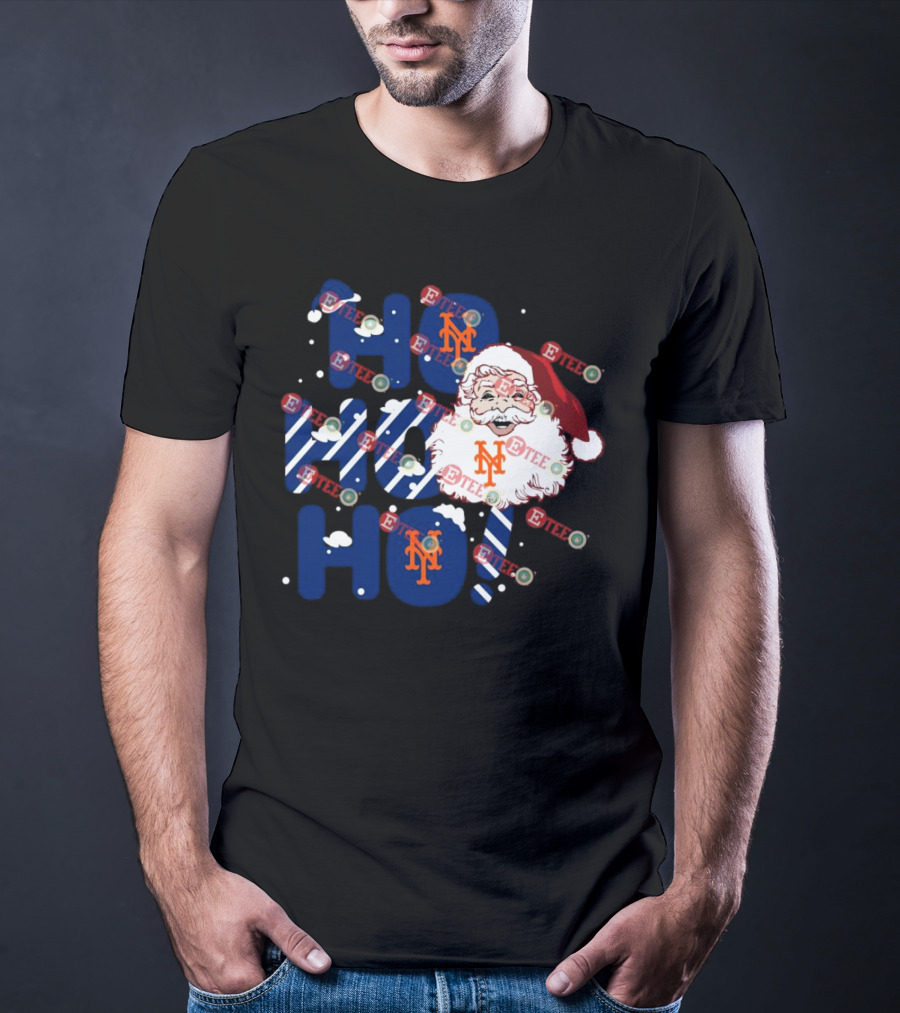 New York Mets Santa Claus Ho Ho Ho Christmas Festive T-Shirt