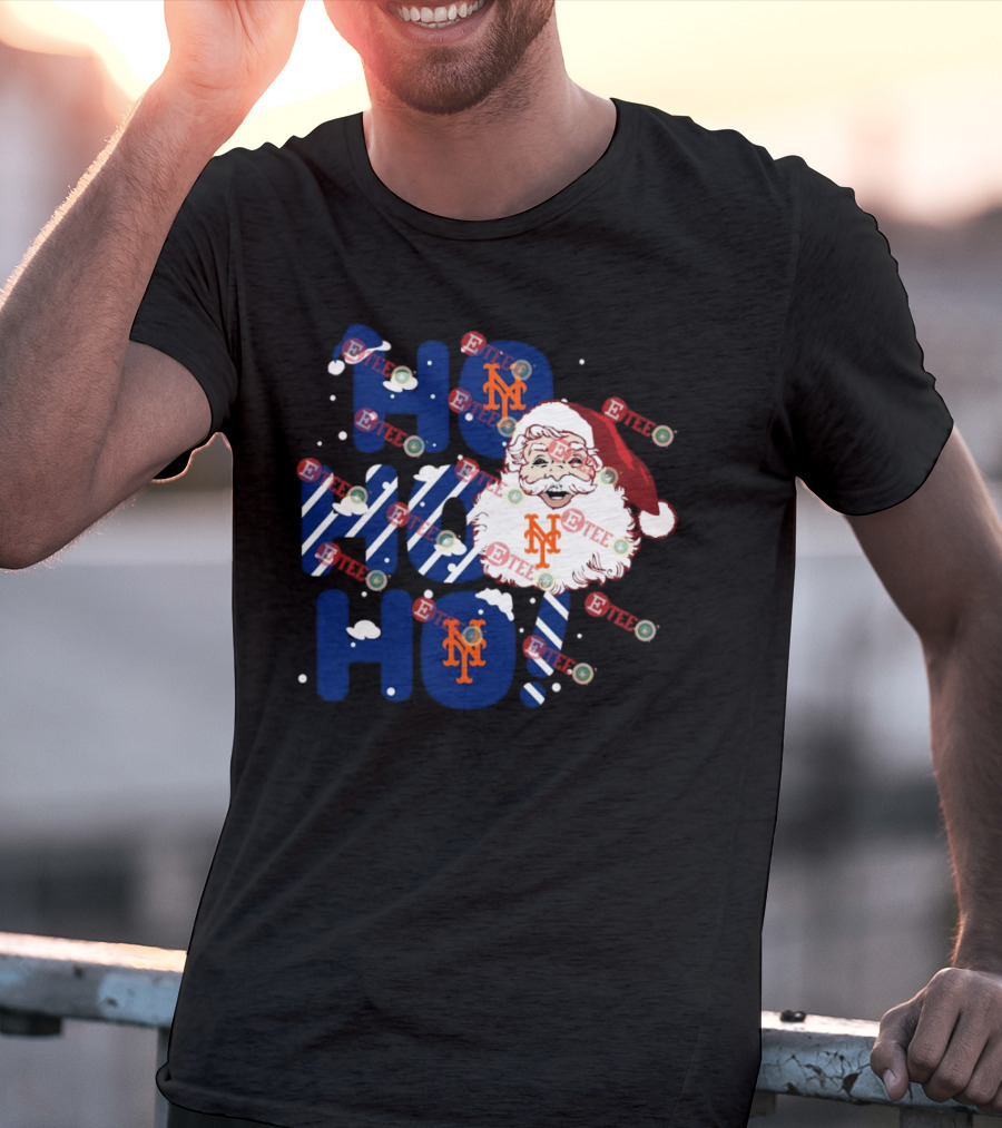 New York Mets Santa Claus Ho Ho Ho Christmas Festive T-Shirt