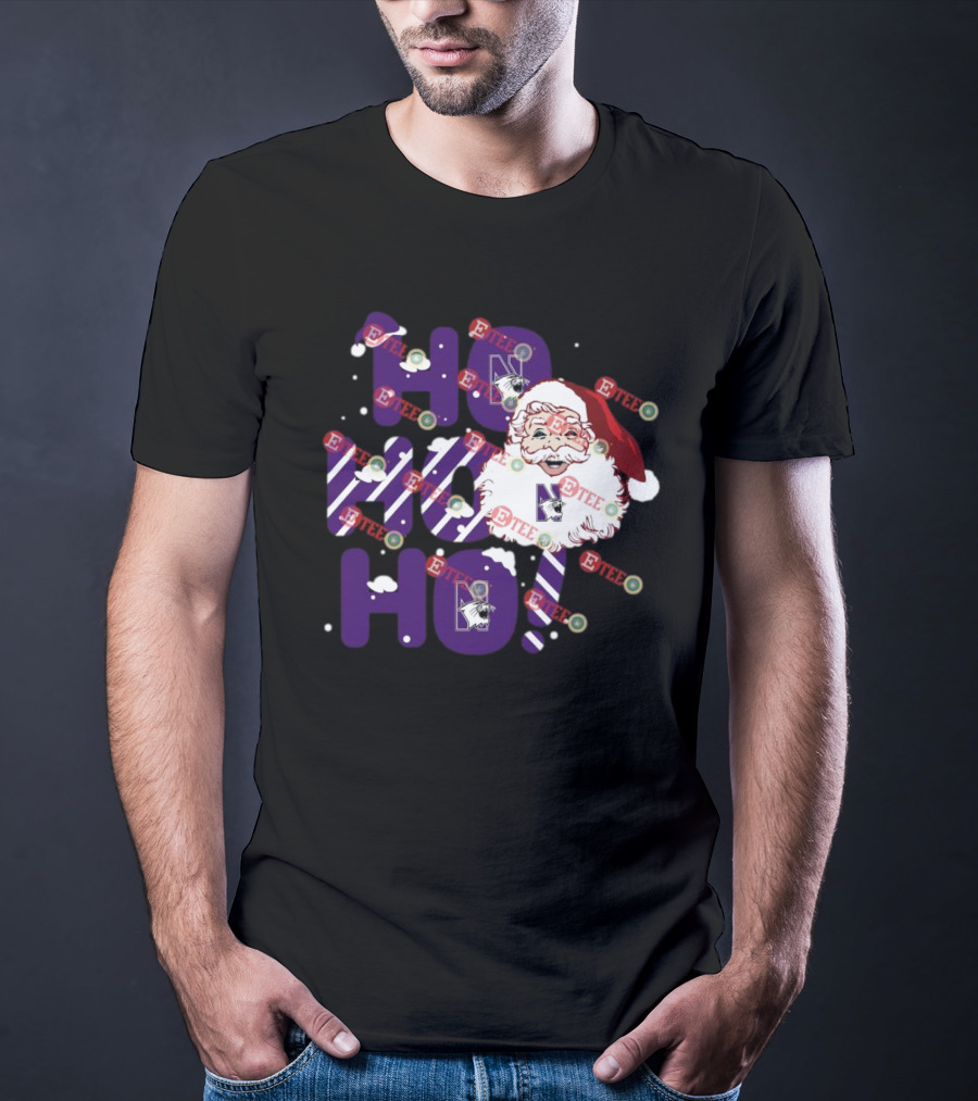 Northwestern Wildcats Santa Claus Ho Ho Ho Christmas Snowflakes T-Shirt