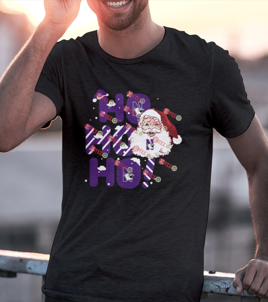 Northwestern Wildcats Santa Claus Ho Ho Ho Christmas Snowflakes T-Shirt