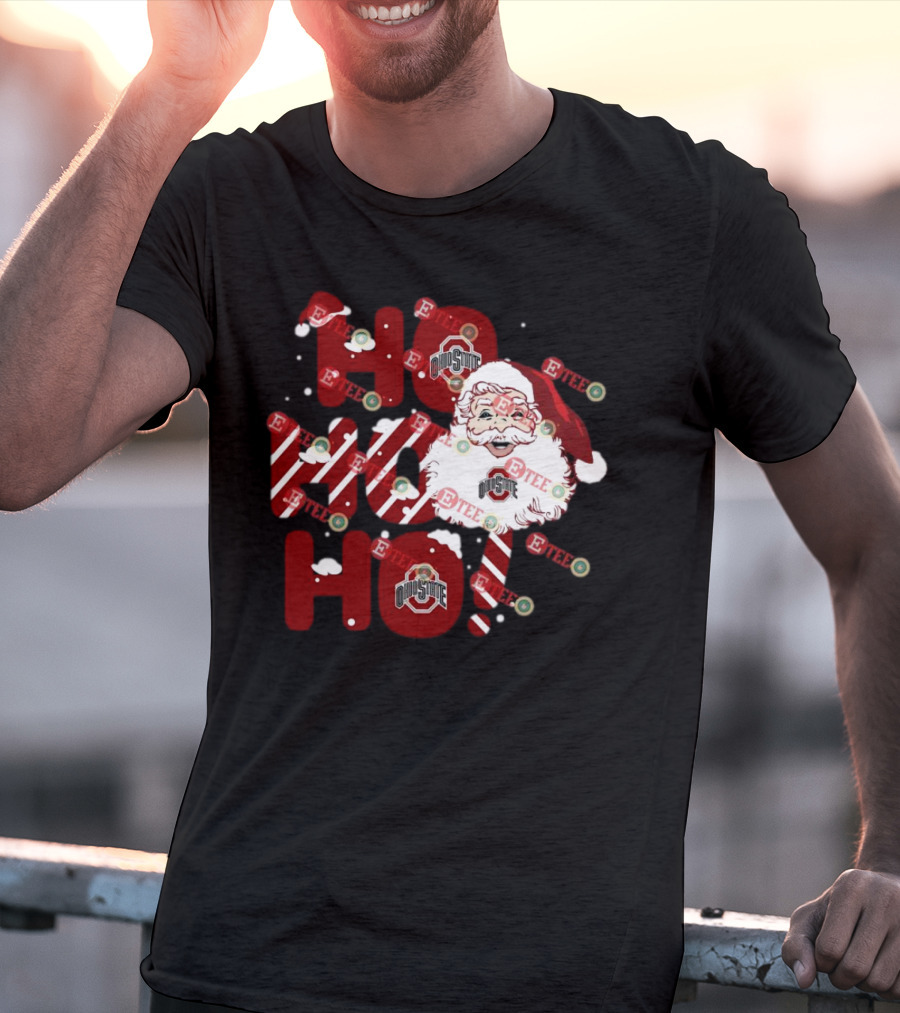 Ohio State Buckeyes Santa Claus Ho Ho Ho Christmas Holiday Spirit T-Shirt