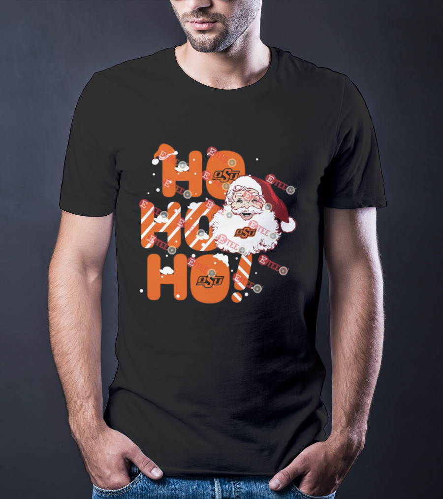 Oklahoma State Cowboys OSU Santa Claus Ho Ho Ho Christmas T-Shirt