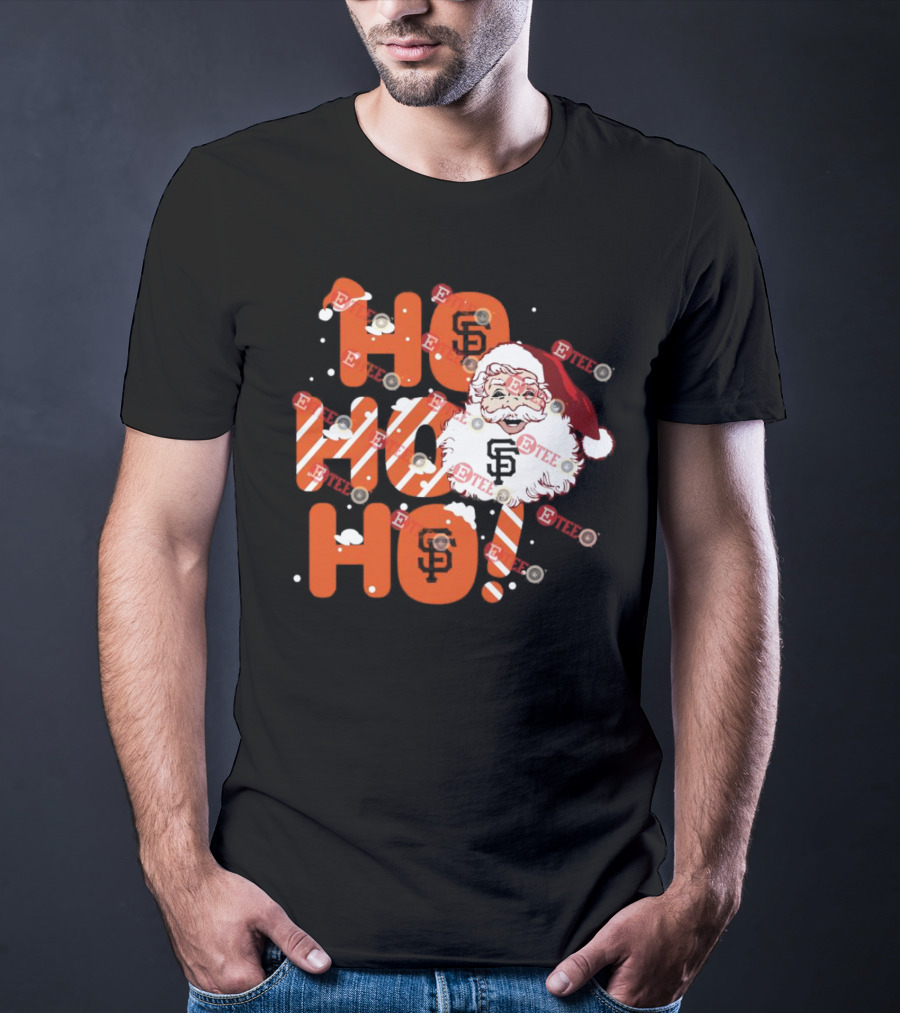 San Francisco Giants Santa Claus Ho Ho Ho Christmas Snowflakes Santa Hat T-Shirt