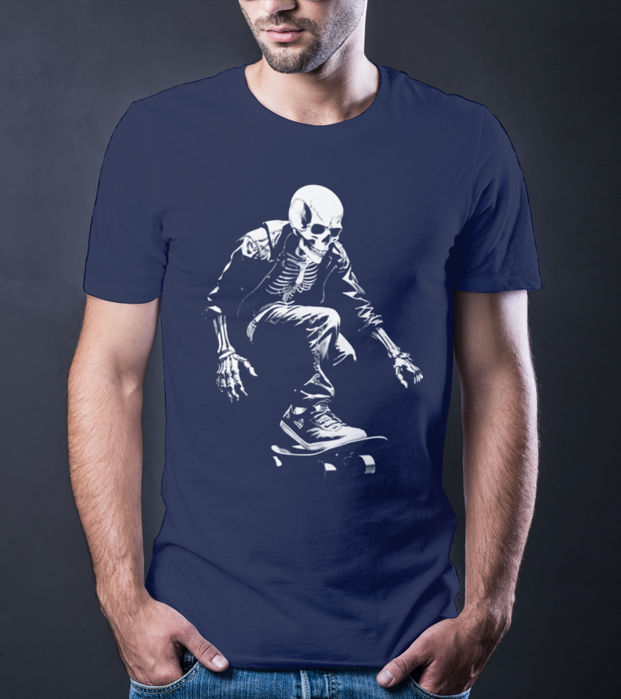 Skeleton Skateboarder Cool Iconic Street Style Skater Pose T-Shirt