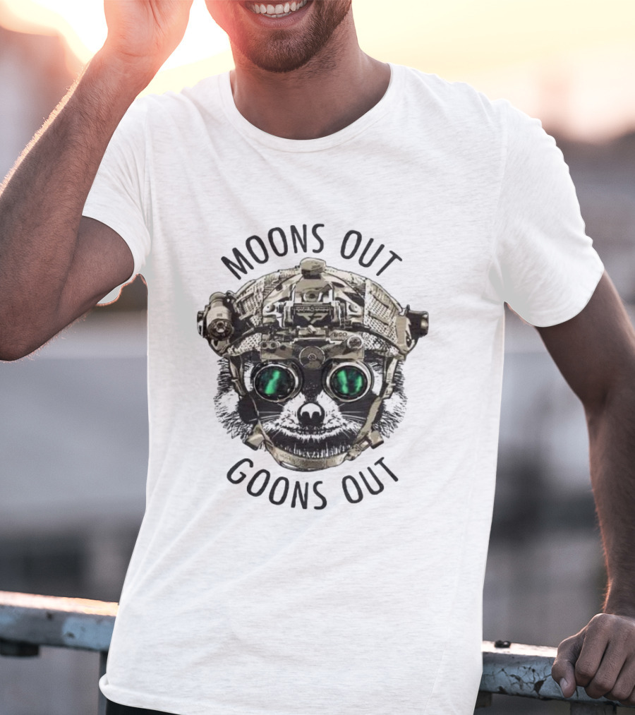 Moons Out Goons Out Raccoon With Tactical Gear T-Shirt