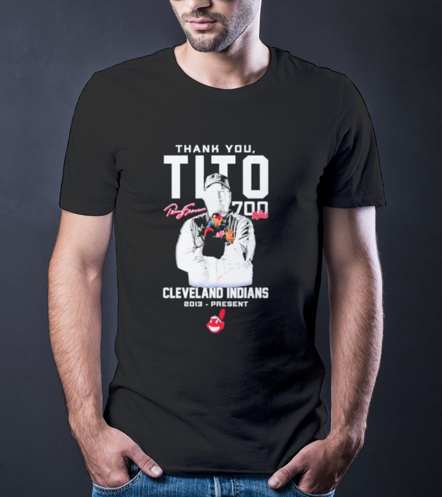 Thank You Tito Terry Francona 700 Wins Cleveland Indians 2013-Present T-Shirt