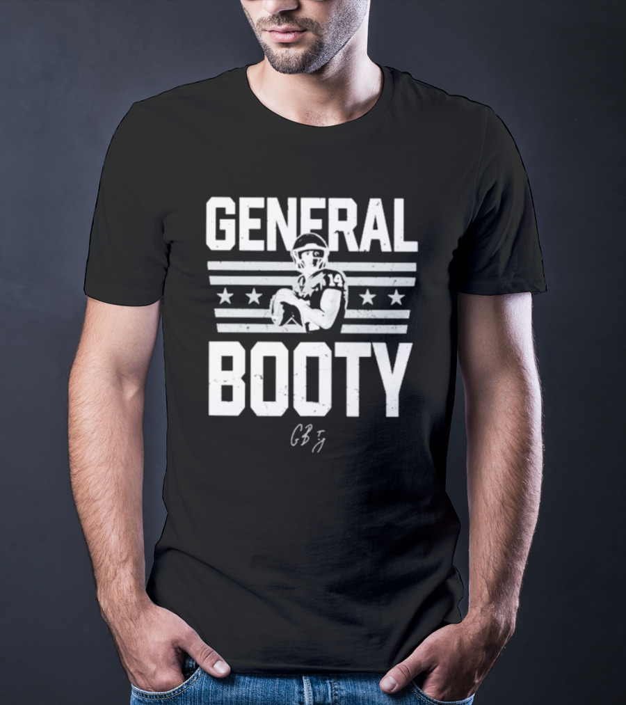 General Booty Oklahoma Football Stars Stripes Quarterback 14 CB Signature T-Shirt