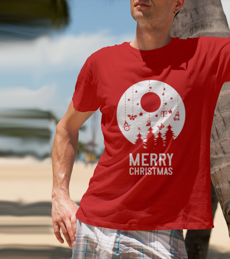 Merry Christmas Snowman Trees Stars And Presents T-Shirt
