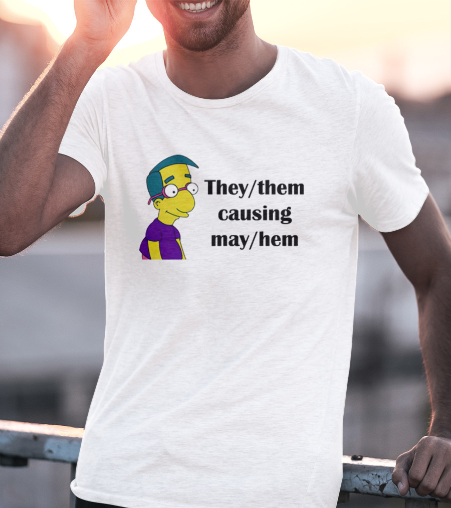 Milhouse Van Houten They/Them Causing Mayhem T-Shirt
