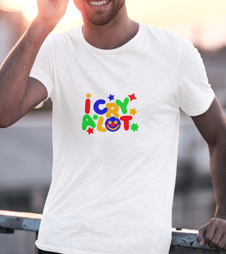 I Cry A Lot Clowncore Colorful Stars And Smiley Face T-Shirt