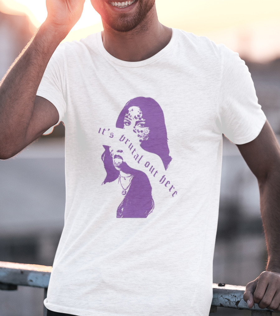 Olivia Rodrigo It's Brutal Out Here Purple Dual Image T-Shirt