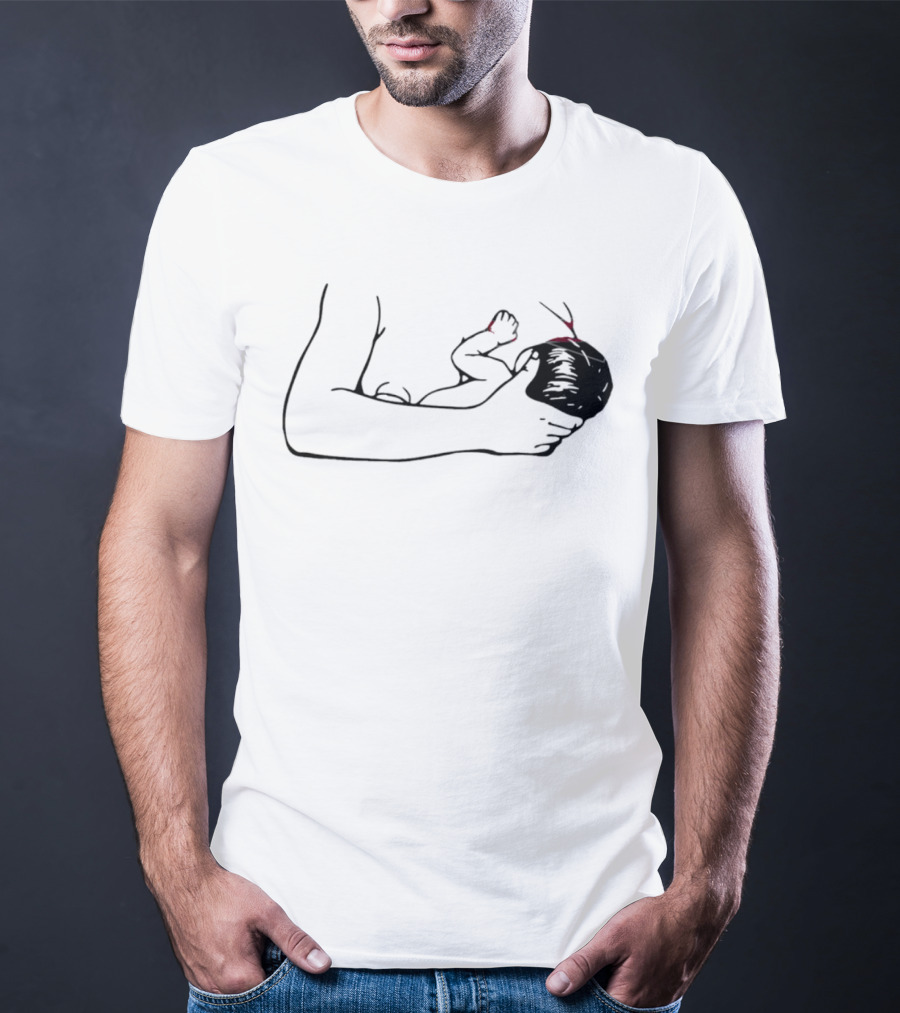 Breastfeeding Mother And Child Silhouette With Red Accents T-Shirt