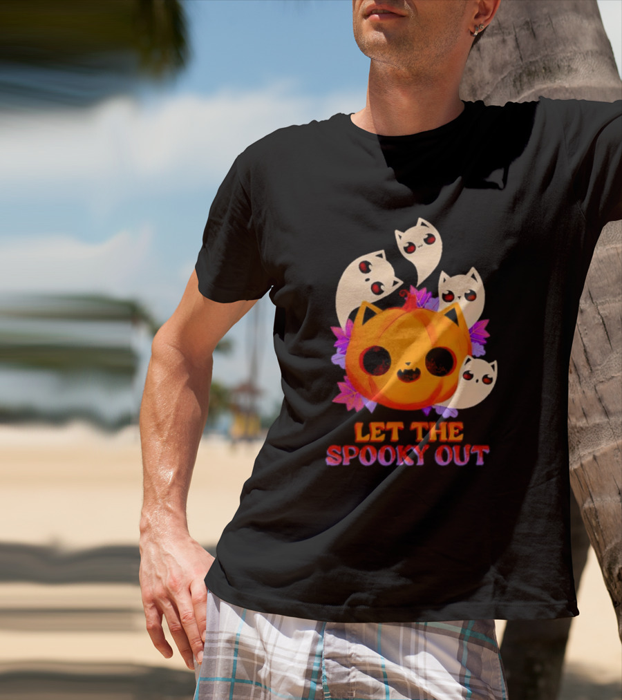 Let The Spooky Out Cute Pumpkin Halloween Ghosts T-Shirt