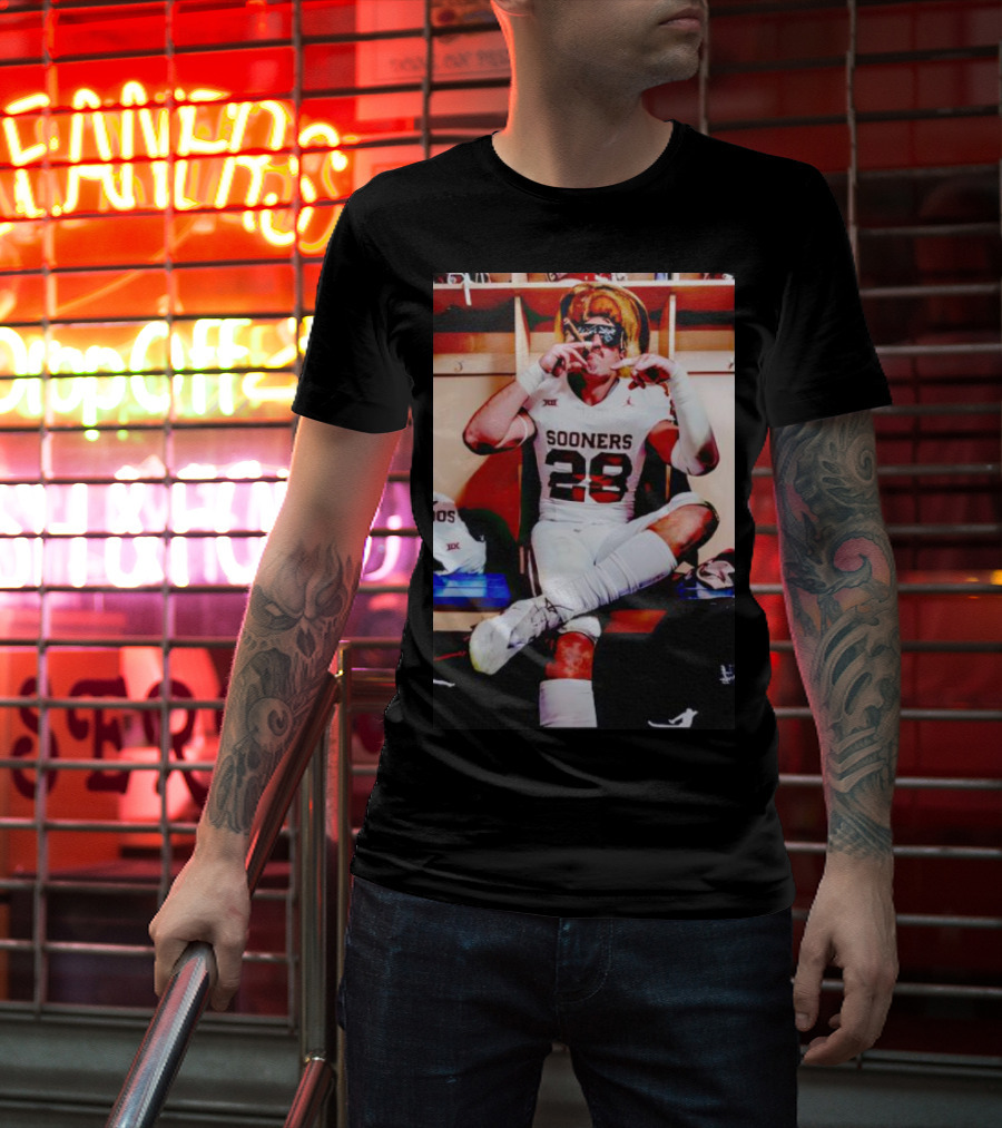 Sooners 28 Danny Stutsman Red River Rivalry Football Locker Room Image T-Shirt