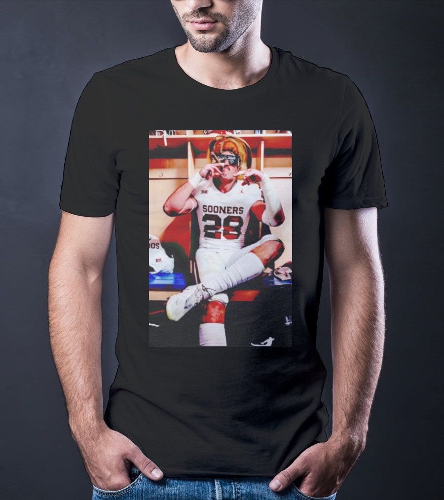 Sooners 28 Danny Stutsman Red River Rivalry Football Locker Room Image T-Shirt