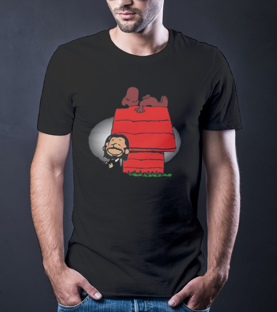 John Wick And Snoopy On Red Doghouse Crossover T-Shirt