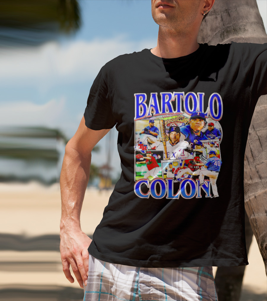 BARTOLO COLÓN Texas Rangers Pitching Action Collage T-Shirt