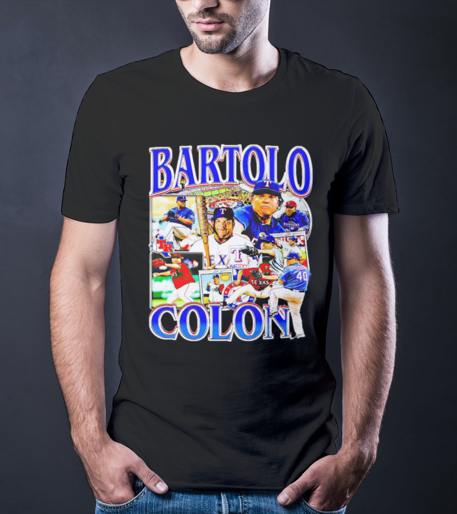 BARTOLO COLÓN Texas Rangers Pitching Action Collage T-Shirt