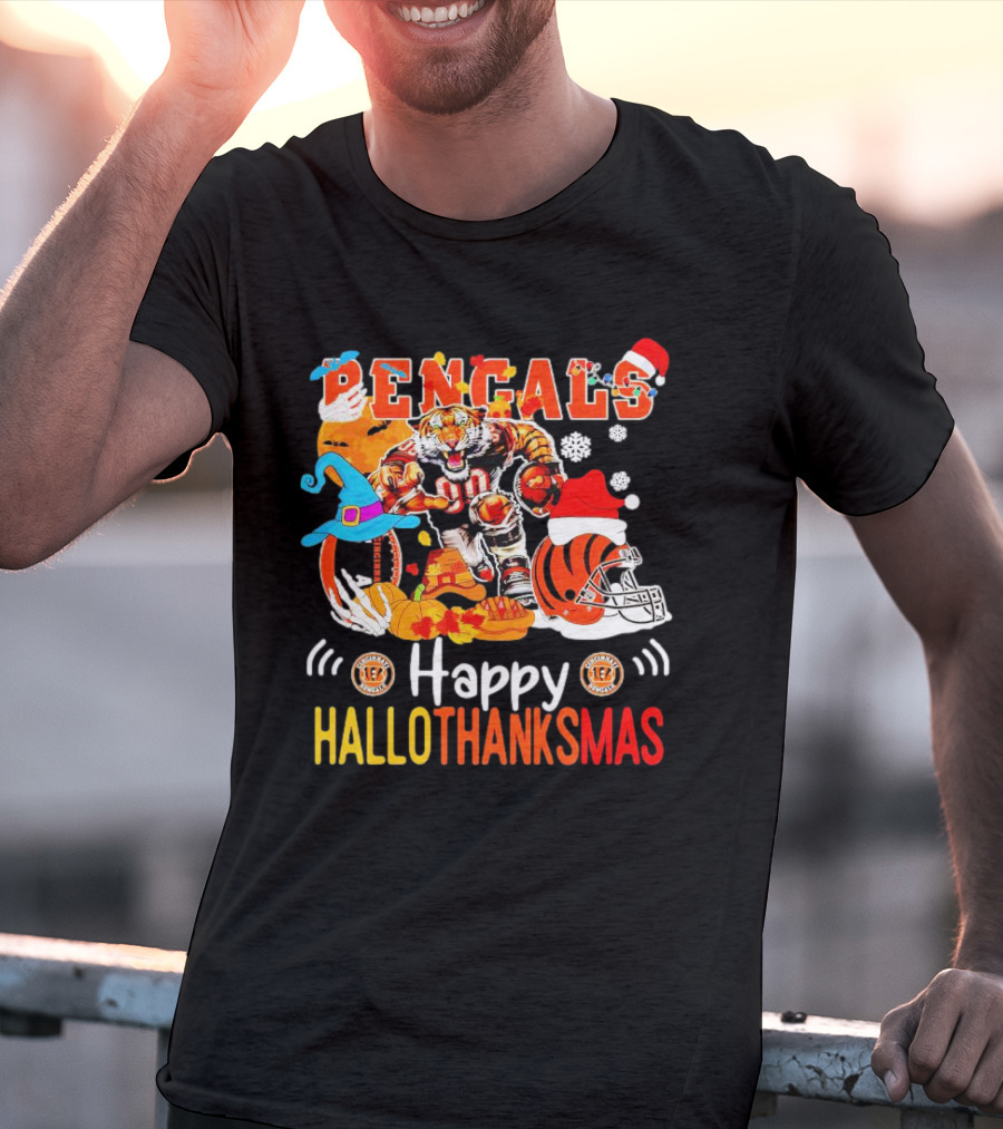 Bengals Mascot Festive Happy Hallothanksmas T-Shirt