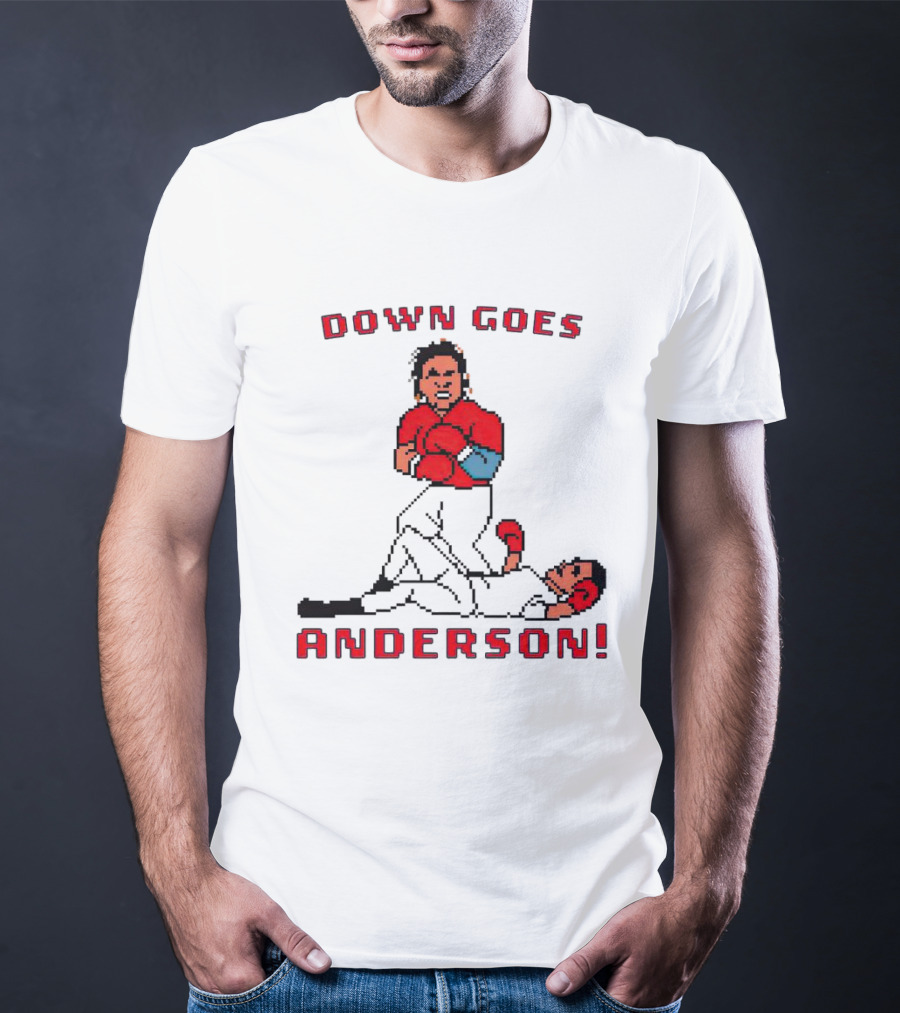 Down Goes Anderson Punch-Out Cleveland Baseball Retro Pixel T-Shirt