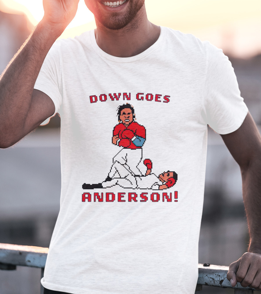 Down Goes Anderson Punch-Out Cleveland Baseball Retro Pixel T-Shirt