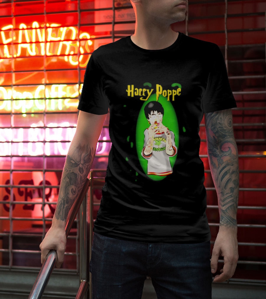 Harry Poppe Marijuana Dude With Tattoo Sleeves Smoking Weed T-Shirt