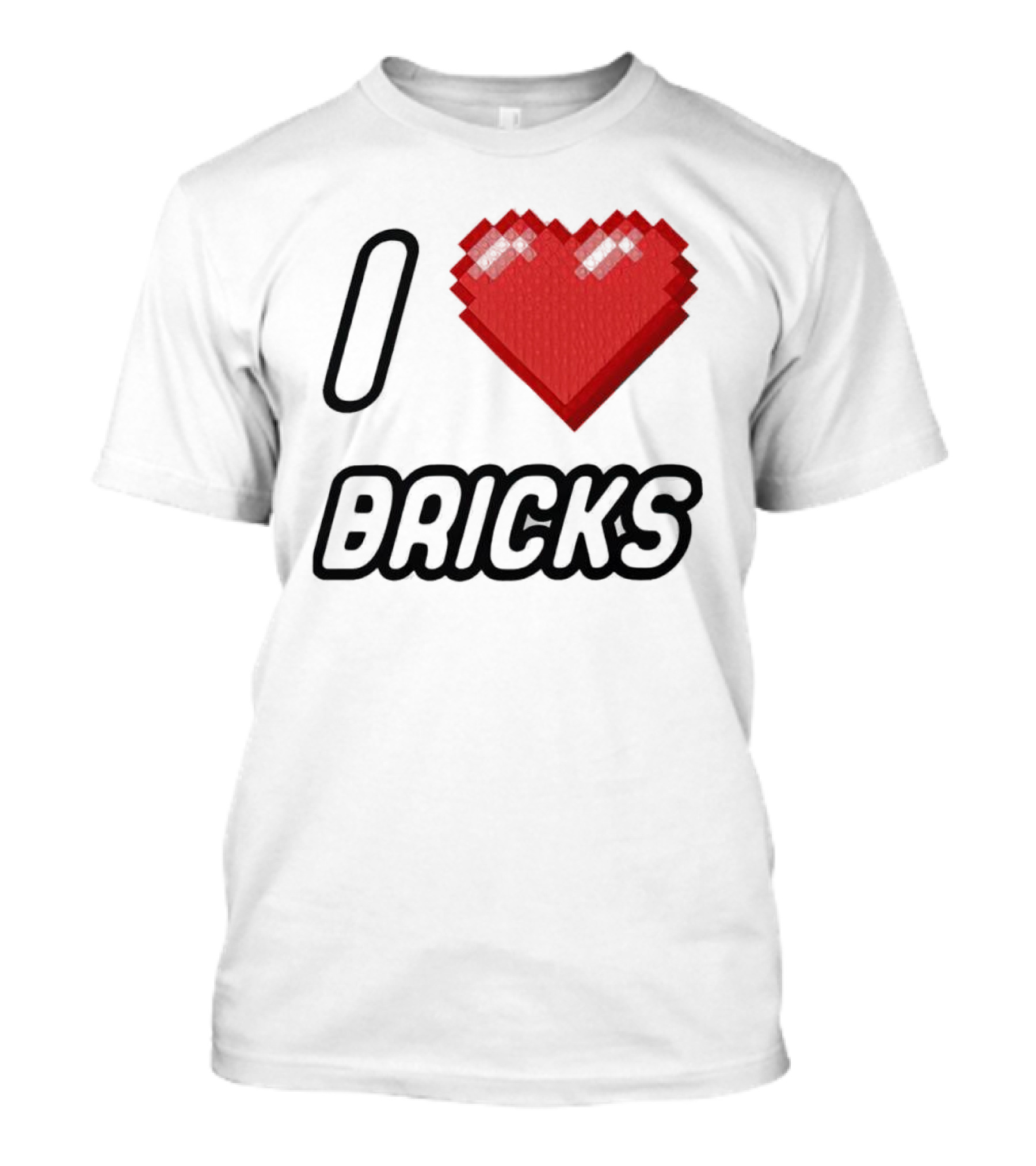 I Heart Bricks With Pixelated Red Heart T-Shirt