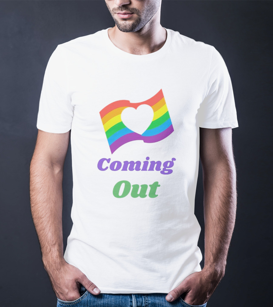 Rainbow Heart Flag Coming Out T-Shirt