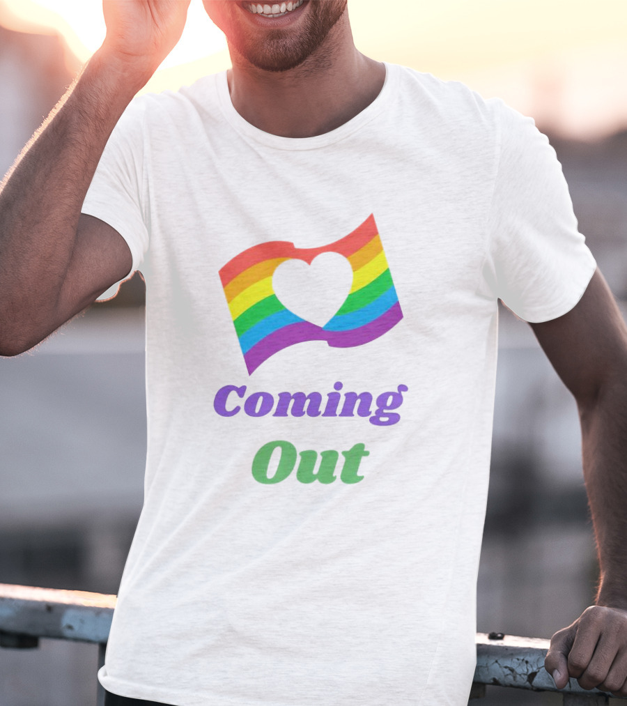 Rainbow Heart Flag Coming Out T-Shirt