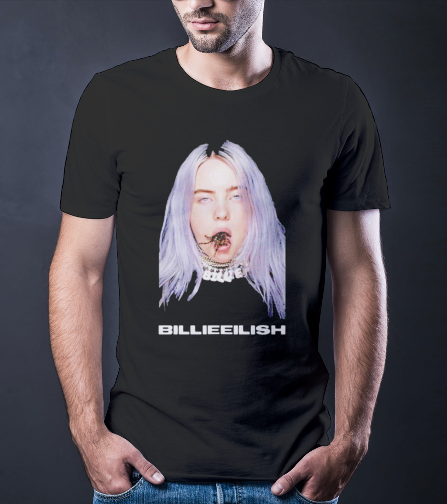 BILLIE EILISH TARANTULA MOUTH NECKLACE VISION SILVER HAIR T-Shirt