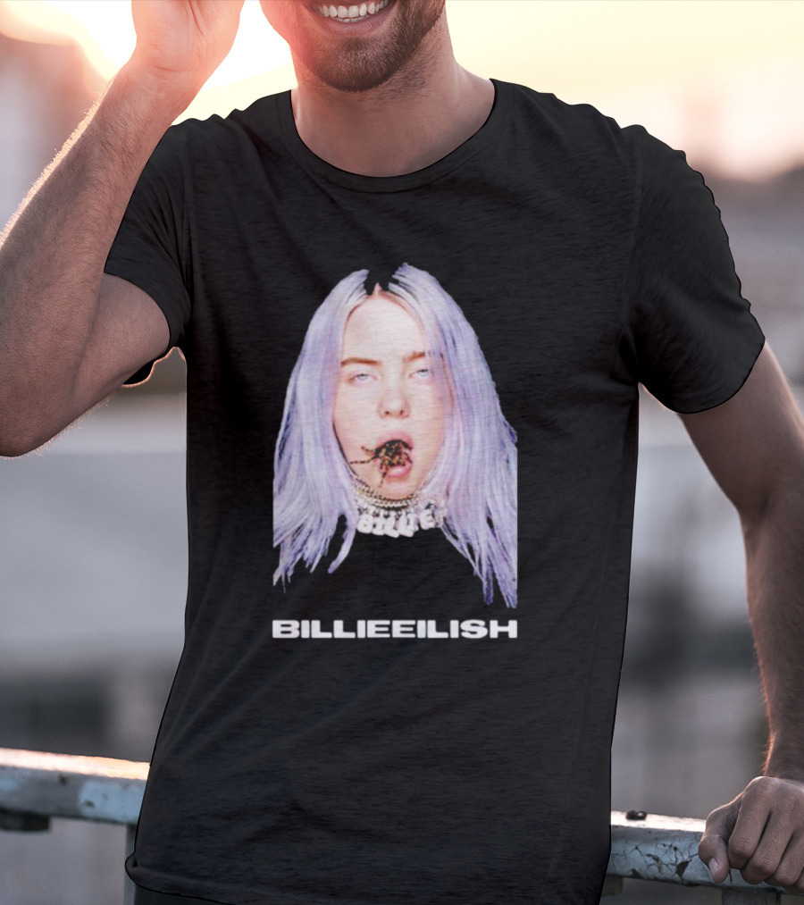 BILLIE EILISH TARANTULA MOUTH NECKLACE VISION SILVER HAIR T-Shirt