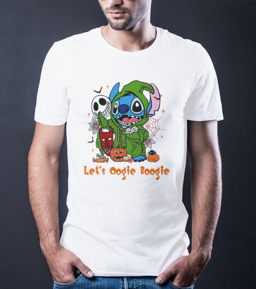 Stitch Let's Oogie Boogie Halloween Pumpkins And Masks T-Shirt