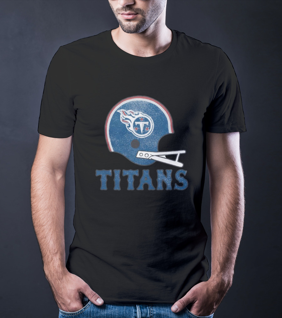 Tennessee Titans Helmet Logo Bold Titans Text T-Shirt