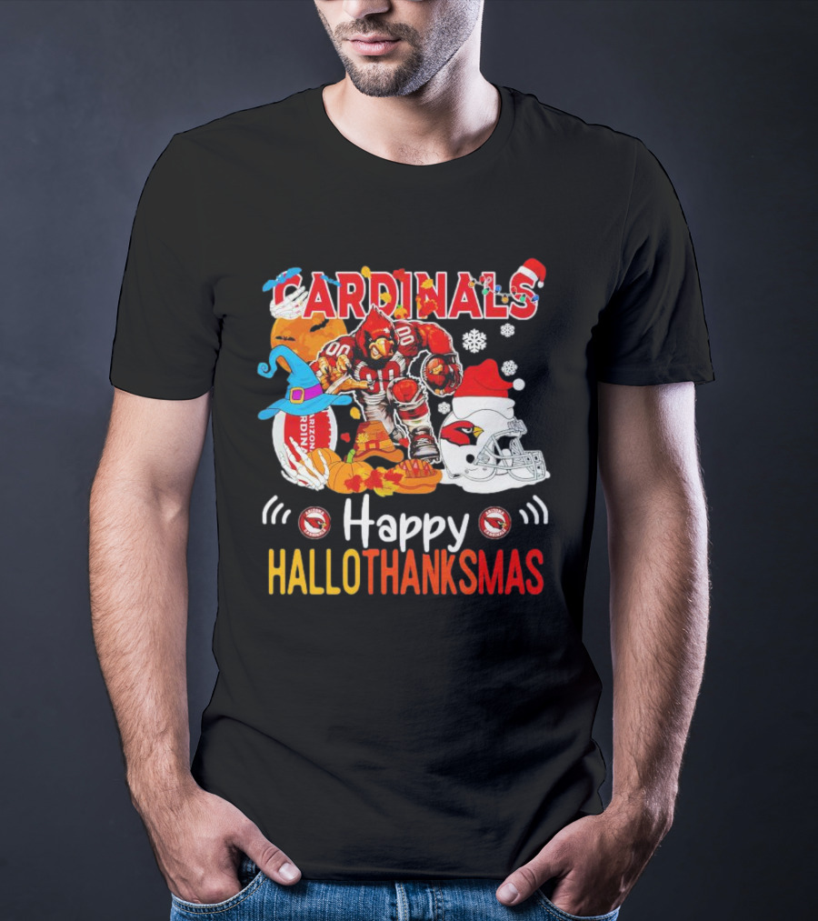 Cardinals Mascot 88 Happy Hallothanksmas Arizona T-Shirt