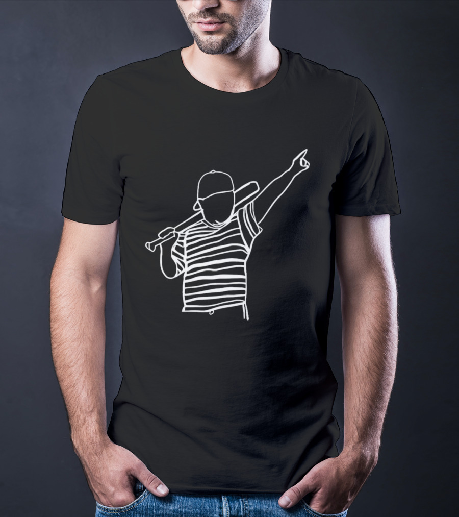 Baseball Player Stripe Pose Drawing T-Shirt