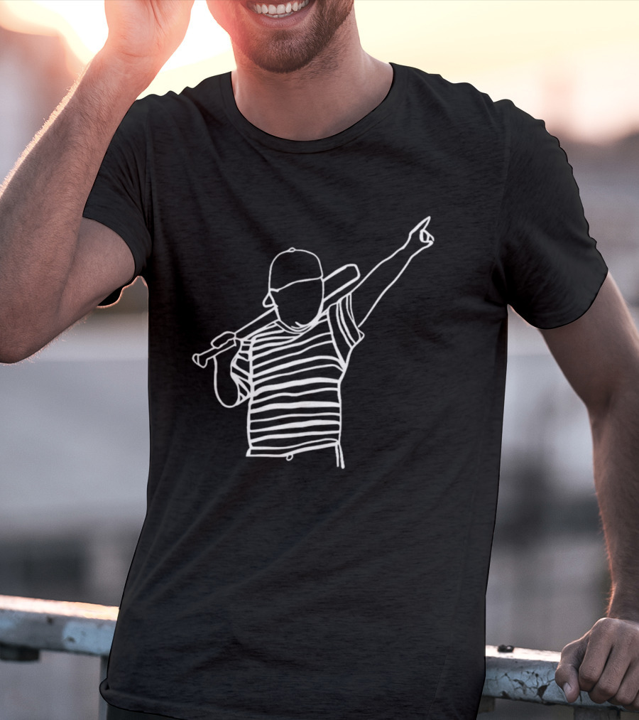 Baseball Player Stripe Pose Drawing T-Shirt