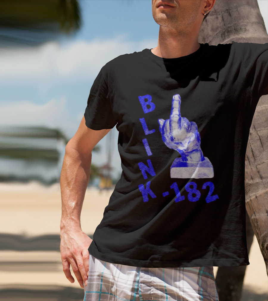BLINK 182 Middle Finger Statue Gesture T-Shirt