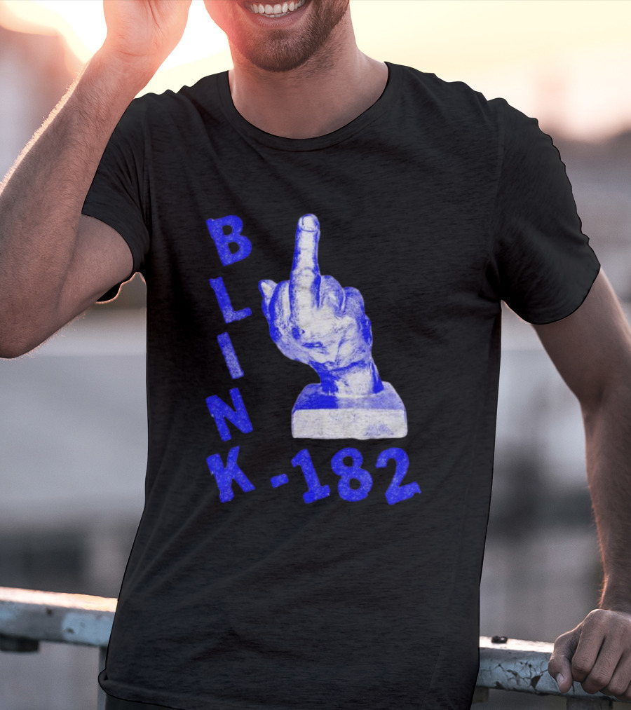 BLINK 182 Middle Finger Statue Gesture T-Shirt